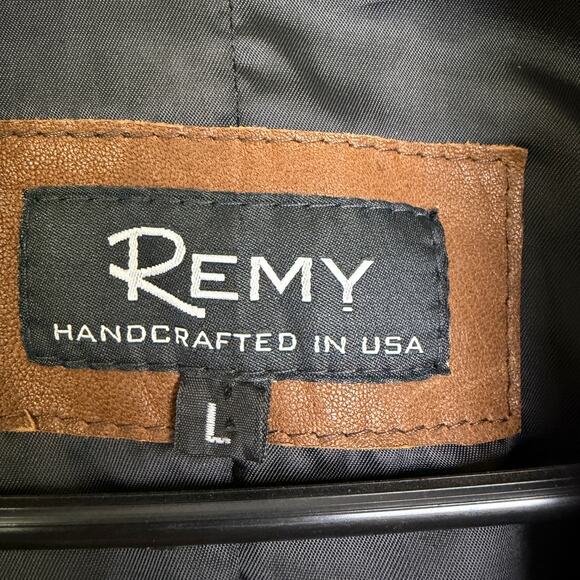 Remy Lambskin Leather Jacket Womens Large Brown Full Zip Snap Handcrafted USA - Picture 12 of 15